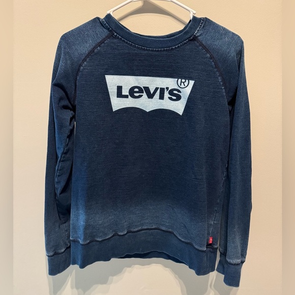 Levi's Batwing Logo Crewneck Sweatshirt washed Blue Size Youth Large - Picture 3 of 5